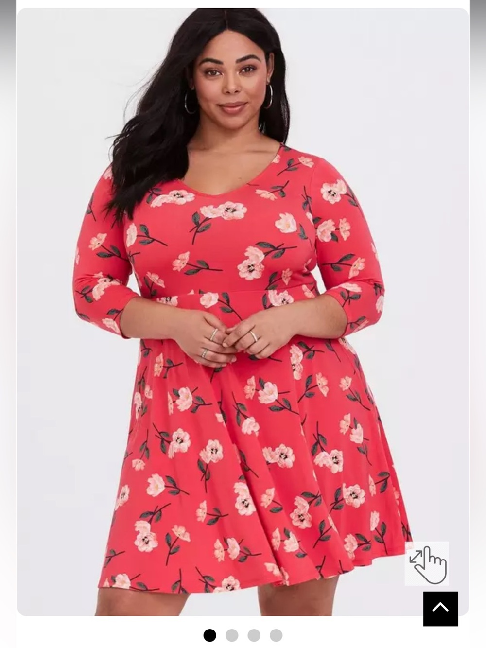 torrid Coral Pink Floral Long Sleeve Fit & Flare Dress